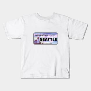 Seattle Washington License Plate Lighthouses Kids T-Shirt